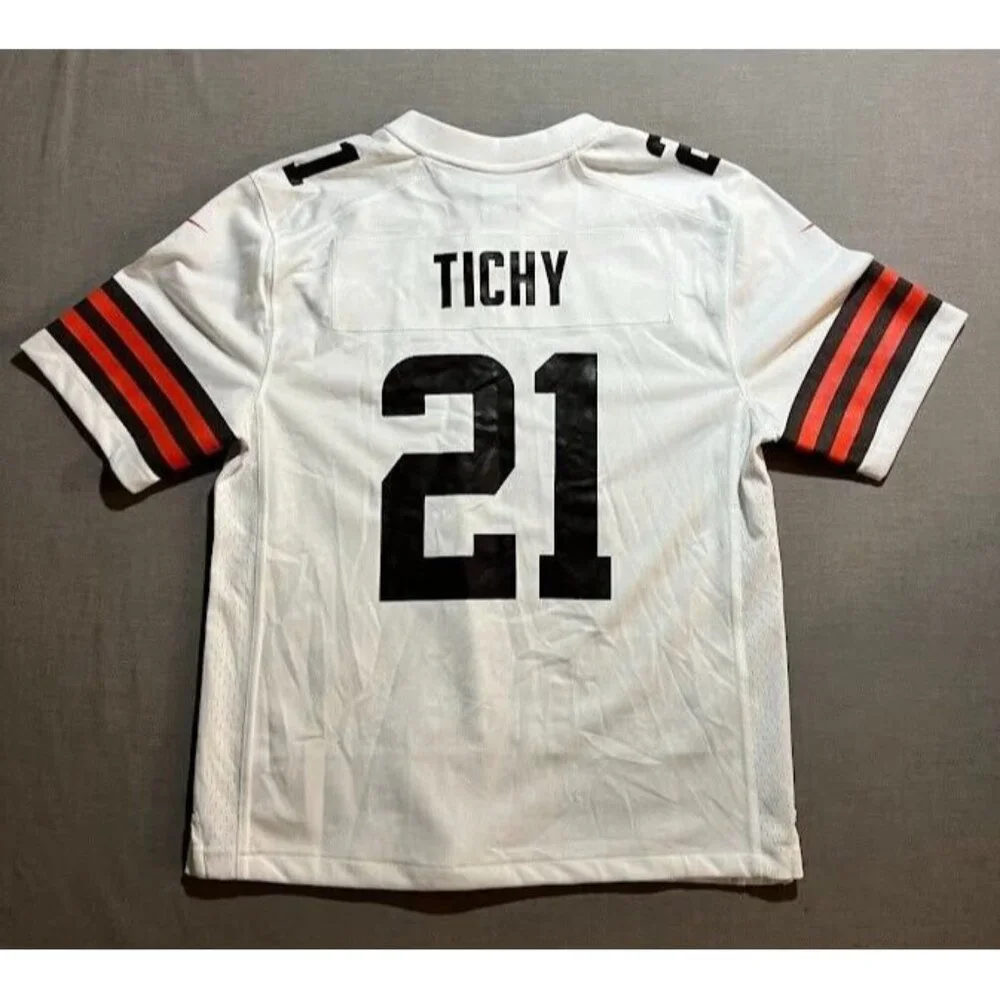 Cleveland‎ Browns Tichy #21 Nike Jersey Boys Large White Short Sleeve Pullover.